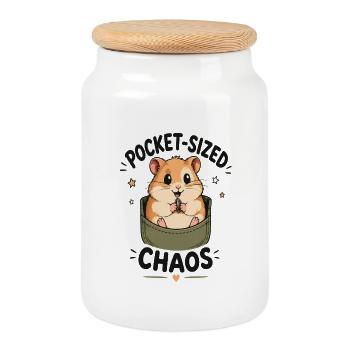 Pocket Chaos Hamster - Keksdose mit Holzdeckel - Weiß - Vorne