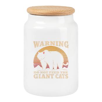 Alaska Warnung Riesen Katzen Retro Bär - Keksdose mit Holzdeckel - Weiß - Vorne