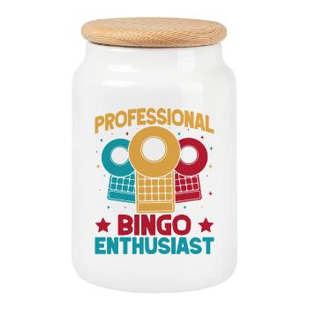 Bingo Game Professional Enthusiast Bingo - Cookie Jar with Wooden Lid - white - Front