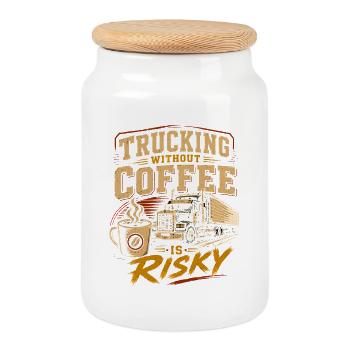 Trucks Drivers Transport Logistics - Cookie Jar with Wooden Lid - white - Front
