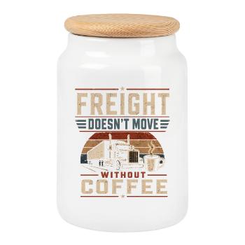 Truck Driver Coffee Caffeine - Cookie Jar with Wooden Lid - white - Front