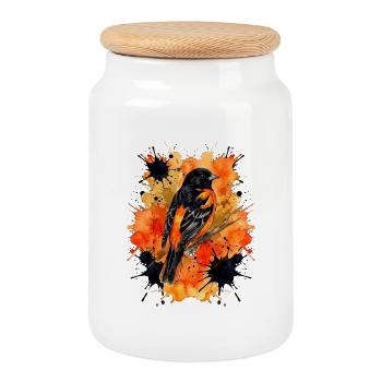 Baltimoretrupial - Cookie Jar with Wooden Lid - white - Front