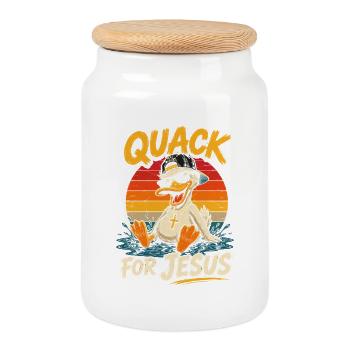 Chemise rétro canard de « canard » - Boîte à biscuits avec couvercle en bois - blanc - Devant