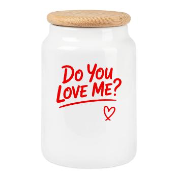 Do You Love Me Relationship Love Couple Love Marriage Couple - Cookie Jar with Wooden Lid - white - Front