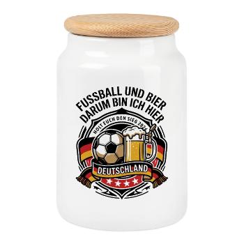 Fußball und Bier - Deutschland 2026 - Keksdose mit Holzdeckel - Weiß - Vorne