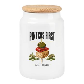 Pintxos Premier Pays Basque Bilbao Voyage Souveni - Boîte à biscuits avec couvercle en bois - blanc - Devant