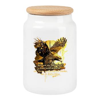Adler Mindset Freiheit Persönlichkeitsentwicklung - Keksdose mit Holzdeckel - Weiß - Vorne