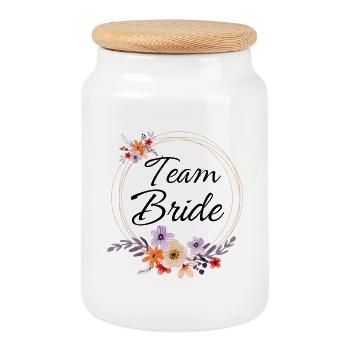 Mariée florale à l’aquarelle assortie - Boîte à biscuits avec couvercle en bois - blanc - Devant