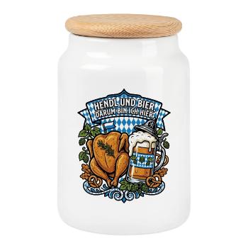 Bavaria Beer Tent | Chicken & beer, that's why I'm here - Cookie Jar with Wooden Lid - white - Front