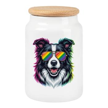 Pride-Monat LGBTQ – Border Collie - Keksdose mit Holzdeckel - Weiß - Vorne