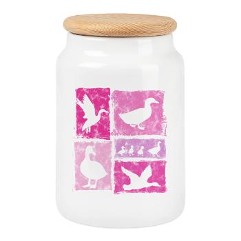 Silhouettes vintage Ducks pour femmes et filles - Boîte à biscuits avec couvercle en bois - blanc - Devant