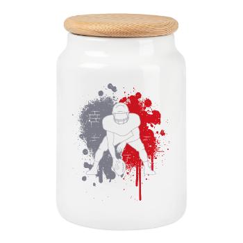 American Football Splash of Color Men's Football - Cookie Jar with Wooden Lid - white - Front