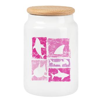 Graphisme Retro Silhouettes des Sharks - Boîte à biscuits avec couvercle en bois - blanc - Devant