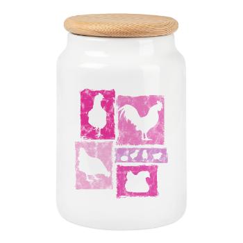 Graphique de poulets pour l’agriculteur et l’élevage - Boîte à biscuits avec couvercle en bois - blanc - Devant