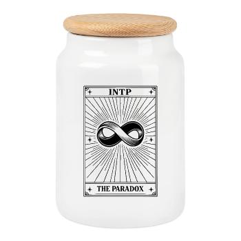INTP | Tarot Card Personality - Cookie Jar with Wooden Lid - white - Front