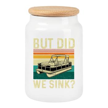 Mais avons-nous coulé Pontoon Captain Humor ? - Boîte à biscuits avec couvercle en bois - blanc - Devant