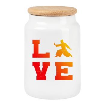 Self Defense Gift for an Aikido Master - Cookie Jar with Wooden Lid - white - Front