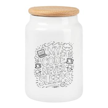 Développeur d’applications mobiles Mon code Développeur de logiciels - Boîte à biscuits avec couvercle en bois - blanc - Devant