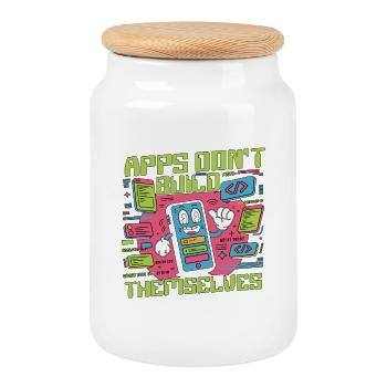 Les applications de développement d’applications mobiles ne développent pas de programmation - Boîte à biscuits avec couvercle en bois - blanc - Devant