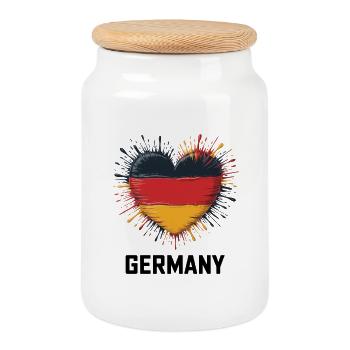 Heart with German flag - Cookie Jar with Wooden Lid - white - Front