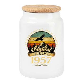 Cadeau pour le 69e anniversaire Millésime juillet 1957 - Boîte à biscuits avec couvercle en bois - blanc - Devant
