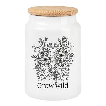 Faire pousser des fleurs à cage thoracique sauvage Roses - Boîte à biscuits avec couvercle en bois - blanc - Devant
