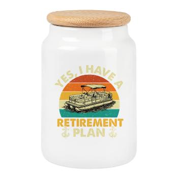 Plan de retraite : Capitaine de la vie de Pontoon Lake - Boîte à biscuits avec couvercle en bois - blanc - Devant