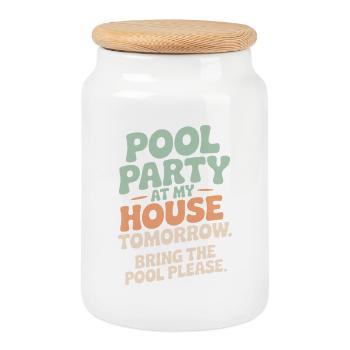Pool Party Bring The Pool Summer Pool Party Saying - Cookie Jar with Wooden Lid - white - Front