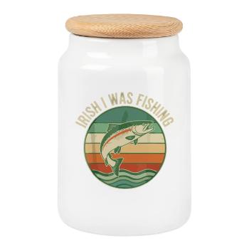 Irlandais Je pêchais du poisson rétro - Boîte à biscuits avec couvercle en bois - blanc - Devant