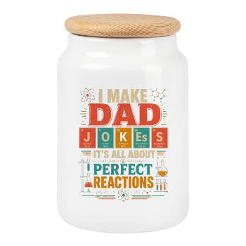 I Make Dad Jokes, It's All About Perfect Reaction - Cookie Jar with Wooden Lid - white - Front