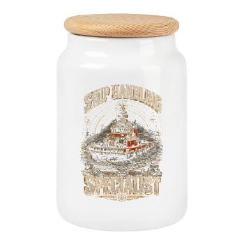 Tugboats Tug Ship Handling Specialist - Cookie Jar with Wooden Lid - white - Front
