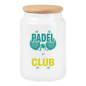 Padel-mädchen Padel-spieler Padel-tennis-geschenk - Keksdose mit Holzdeckel - Weiß - Vorne