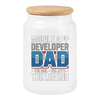 Développeur d’applications mobiles Papa Le programmeur d’applications Idol - Boîte à biscuits avec couvercle en bois - blanc - Devant