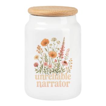 Narrateur peu fiable, Amoureux de livres, écrivain - Boîte à biscuits avec couvercle en bois - blanc - Devant