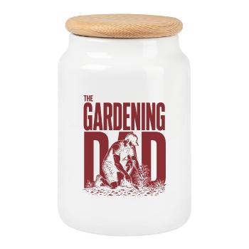 Gardening Dad Garden Dad Shirt - Cookie Jar with Wooden Lid - white - Front