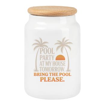 Pool Party Bring The Pool Summer Pool Party Saying - Cookie Jar with Wooden Lid - white - Front