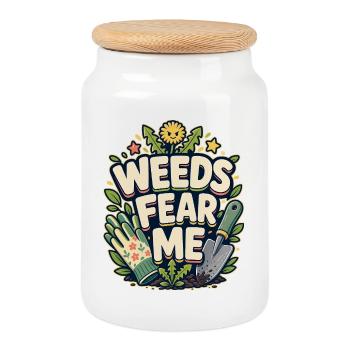 WEEDS FEAR ME Nickerchen - Keksdose mit Holzdeckel - Weiß - Vorne
