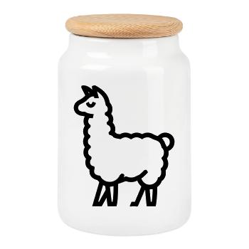 lama - Cookie Jar with Wooden Lid - white - Front