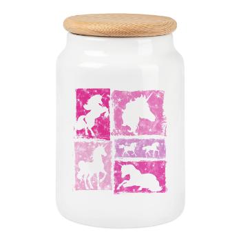 Einhorn Perspektiven – Vintage-Stil Mit Sternen - Keksdose mit Holzdeckel - Weiß - Vorne