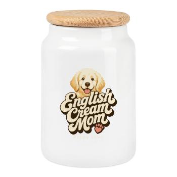 English Cream Golden Retriever Mama, Welpenliebe - Keksdose mit Holzdeckel - Weiß - Vorne
