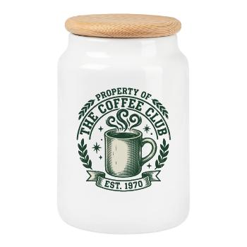 Coffee Club 1970 Vintage Kaffee Tasse - Keksdose mit Holzdeckel - Weiß - Vorne