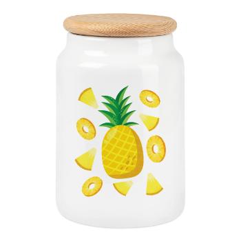Pineapple Outfit Fruit Fruit Summer Pineapple Motif - Cookie Jar with Wooden Lid - white - Front