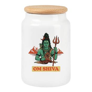 Hindu God Shiva Retro Comic - Cookie Jar with Wooden Lid - white - Front