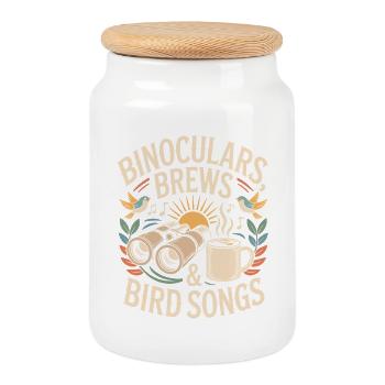 Jumelles fait chanter des oiseaux - Boîte à biscuits avec couvercle en bois - blanc - Devant
