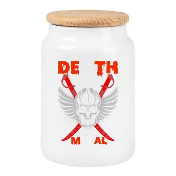Totenschädel Flügel Klingen Metal Death Metal - Keksdose mit Holzdeckel - Weiß - Vorne