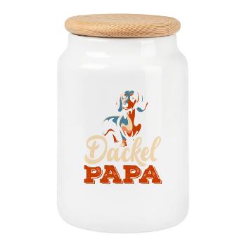 Dackel Papa Hundebesitzer - Keksdose mit Holzdeckel - Weiß - Vorne