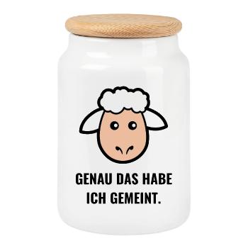 Genau das habe ich gemeint - Keksdose mit Holzdeckel - Weiß - Vorne