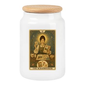 Scrapbook Fan | Crafts & Paper Tarot - Cookie Jar with Wooden Lid - white - Front