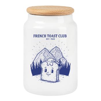 Breakfast French Toast Club Est 1920 Funny Brunch - Cookie Jar with Wooden Lid - white - Front