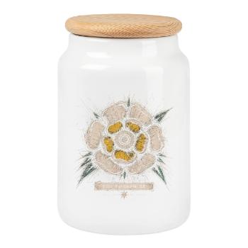 Le design de l’emblème vintage de la rose blanche du Yorkshire - Boîte à biscuits avec couvercle en bois - blanc - Devant